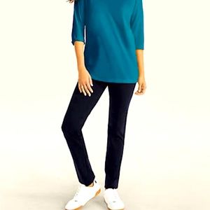 Lands' End Women's Starfish Mid Rise Slim SP Elastic Waist Pull On Pants Black